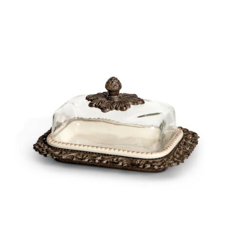 Acanthus Glass Dome Butter