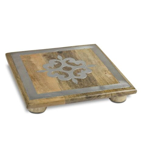 Wood Trivet With Metal