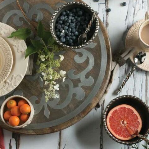 Wood Lazy Susan With Metal