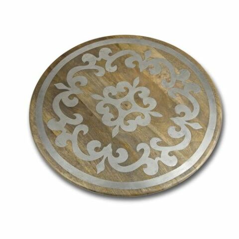 Wood Lazy Susan With Metal