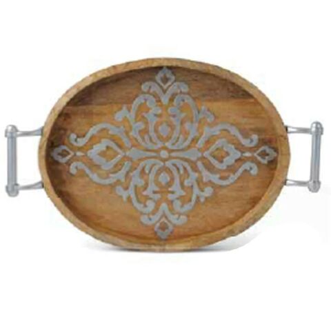 Wood/Metal Oval Tray