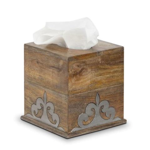 Wood and Metal Tissue Box