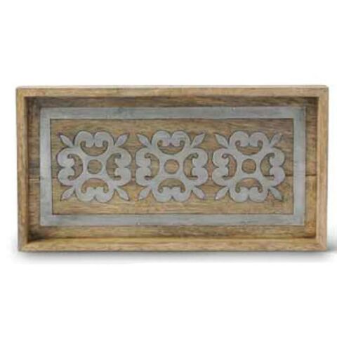 Wood and Metal Bath Tray