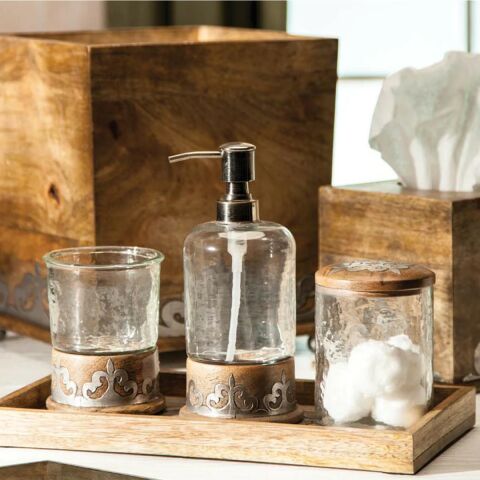 Wood and Metal Bath Tray
