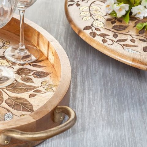 Inlay/Laser Leaf Lazy Susan