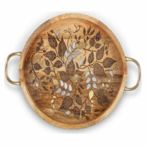 Inlay/Laser Leaf Tray; Gld Hdl