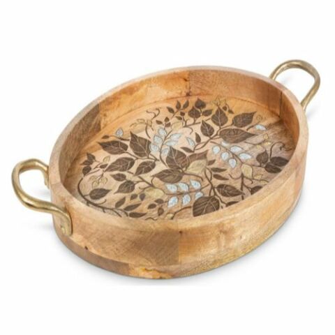 Inlay/Laser Leaf Tray; Gld Hdl