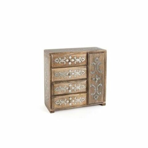 Wood Inlay 4-Drwr Jewelry Box