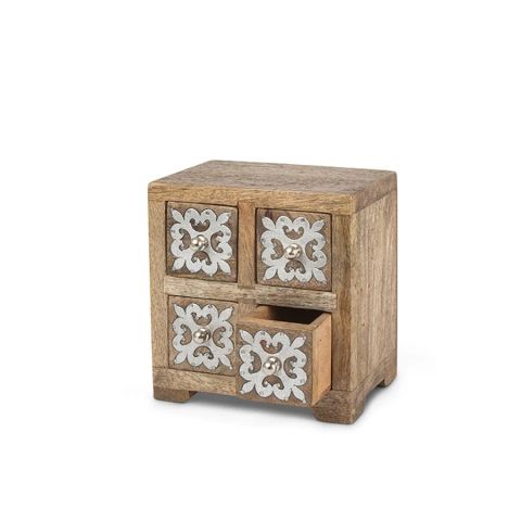 Wood Inlay 4-drawer box