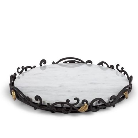Marble lazy Susan w/Mtl Bse