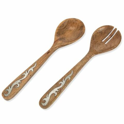 Wood Inlay 2pc Set Utensils