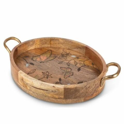 Butterfly Oval Tray w/ Handles
