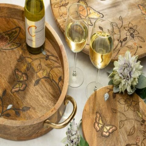 Butterfly Oval Tray w/ Handles