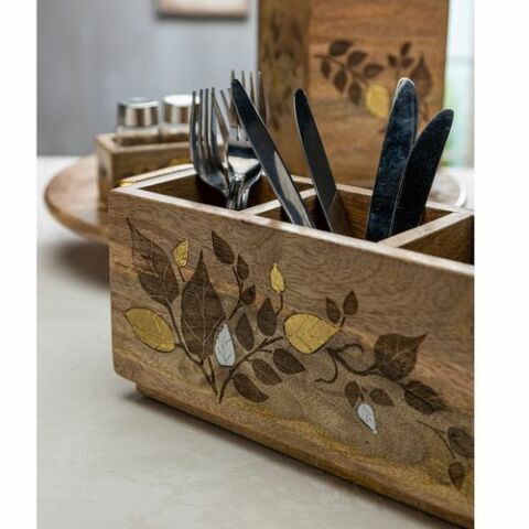 Inlay/Laser Leaf Flatwre Caddy