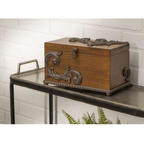 Wood Box w/Metal on base