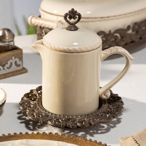 Stonewr Sauce Jar w/ Metal Bse