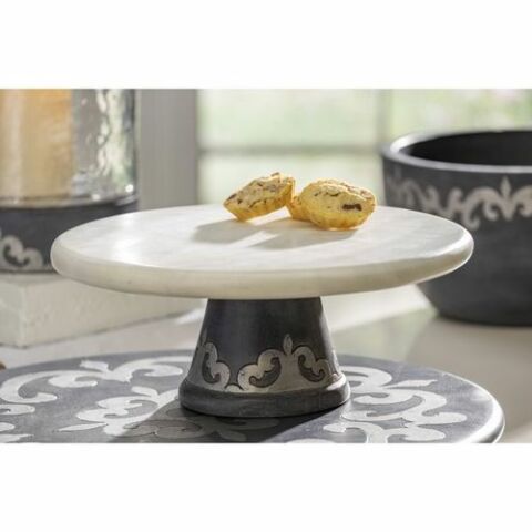 BM Marble Cake Plate on WD Ped