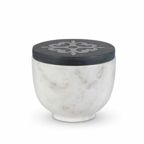 BW Marble/Wd Lid Lrg Canister
