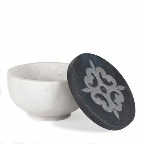 BW Marble/Wd Lid Smal Canister