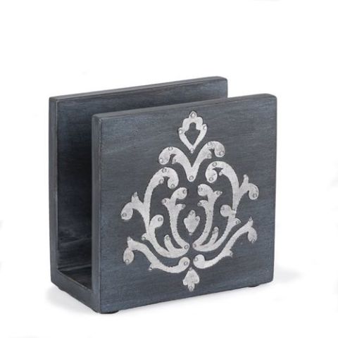 BW wood/inlay Napkin Holder