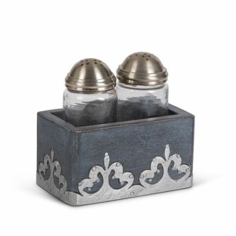 BW wood/mtl inlay Salt&Pepper