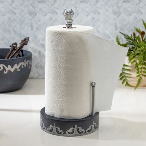BW wood/mtl inlay Towel Holder