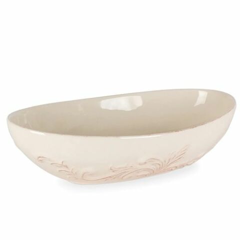 Acanthus Stoneware Oval Bowl