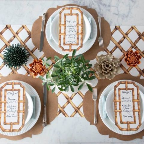 Die Cut Kraft French Frame Placemat - 12 Sheets