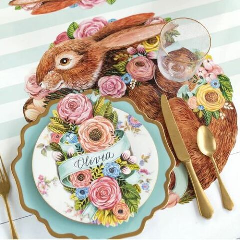 Die Cut Bunny Bouquet Placemat - 12 Sheets