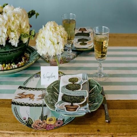 Die-cut Boxwood Bunny Egg Placemat - set of 12
