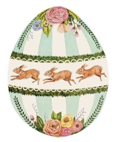 Die-cut Boxwood Bunny Egg Placemat - set of 12