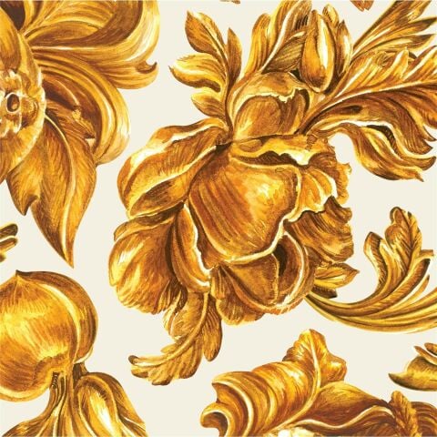 Gold Flora Cocktail Napkin - Pack of 20