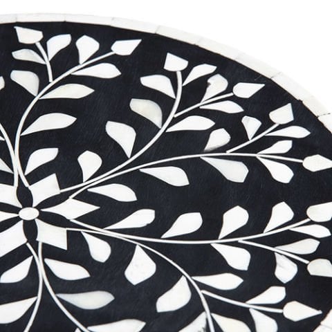 Black floral pattern mother-of-pearl inlay cake stand