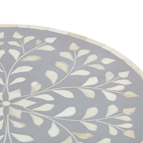 Grey floral pattern mother-of-pearl inlay cake stand