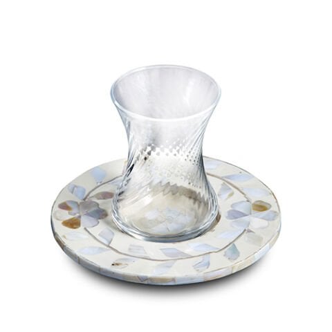 White floral pattern mother-of-pearl inlay coasters
