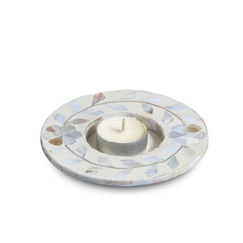 White floral pattern mother-of-pearl inlay coasters