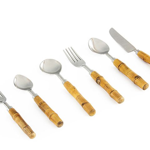 Bamboo handle spoon-fork-knife set(7 pieces)