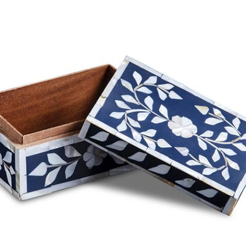 Blue floral pattern mother-of-pearl inlay bakhoor set