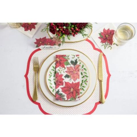 Poinsettia Guest Napkin - Pack Of 16