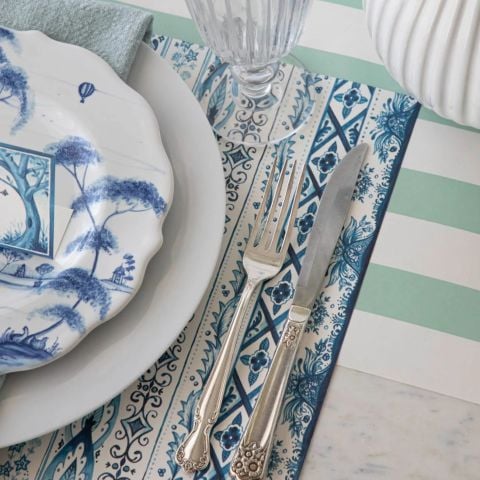 Indigo Chintz Placemat - Pad Of 24 Sheets