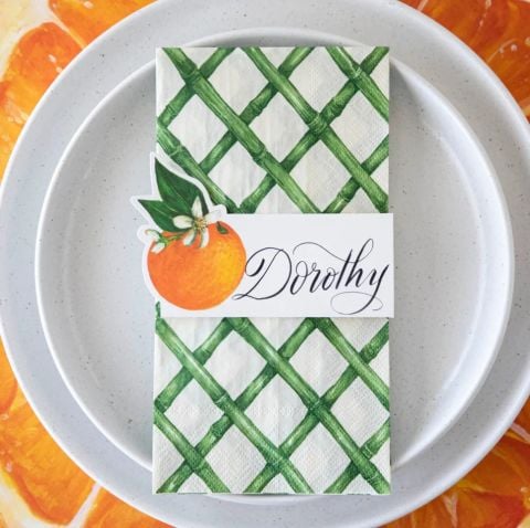 Green Lattice Guest Napkin - Pack Of 16
