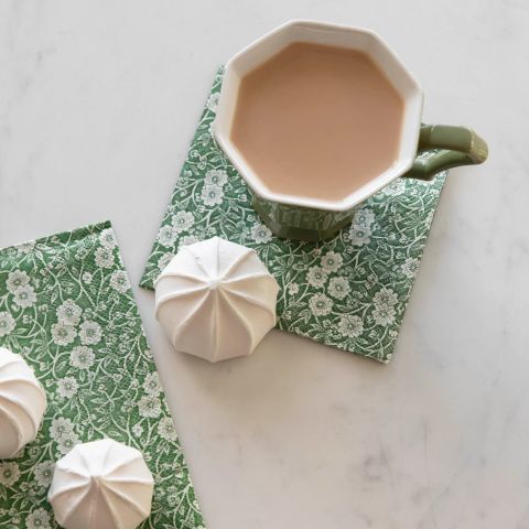 Green Calico Cocktail Napkin - Pack Of 20