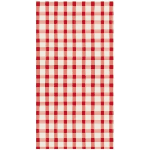 Red Painted Check Guest Napkin - Pack Of 16
