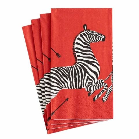 Zebras Paper Guest Towel Napkins in Red 15 Per Package