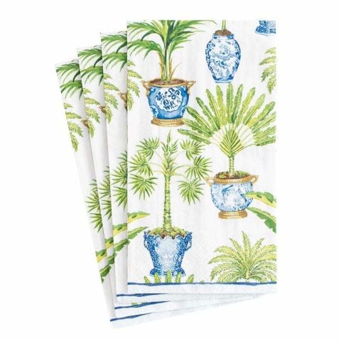 Potted Palms Paper Guest Towel Napkins in White 15 Per Package
