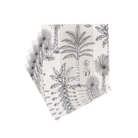 Southern Palms Flax & White Luncheon Napkins  20 Per Package