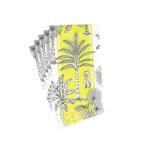 Southern Palms Green & White Guest Towel Napkins 15 Per Package