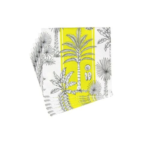 Southern Palms Green & White Luncheon Napkins  20 Per Package