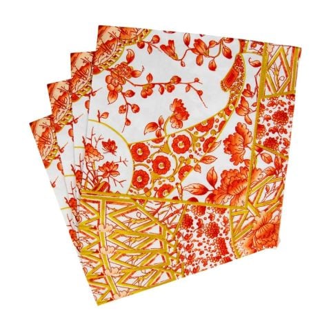 Gilded Porcelain Coral Luncheon Napkins  20 Per Package
