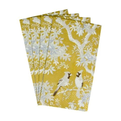 Scenic Songbirds Gold & Ivory Guest Towel Napkins 15 Per Package